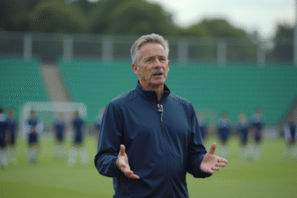 Entraineur sportif en plein coaching sur le terrain