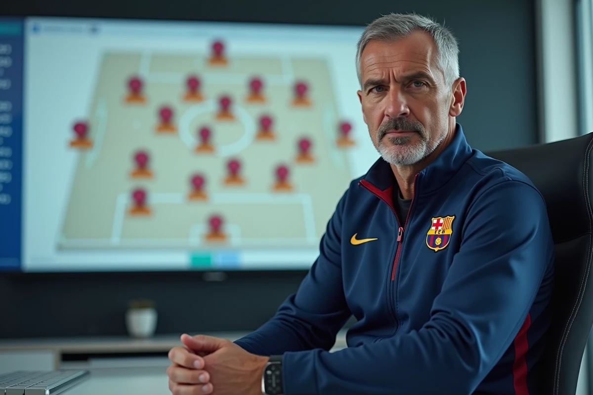 Entraineur de football analysant une tactique en salle