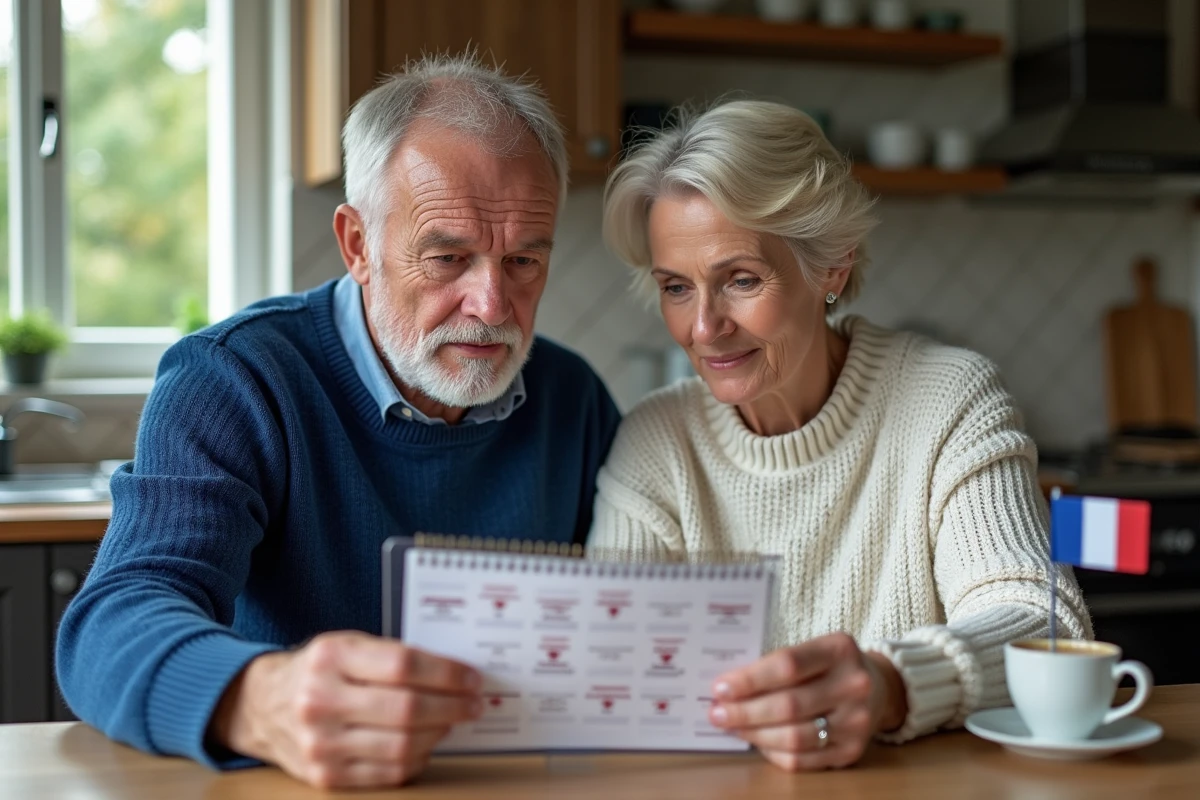 Couple français regarde calendrier rugby à la maison
