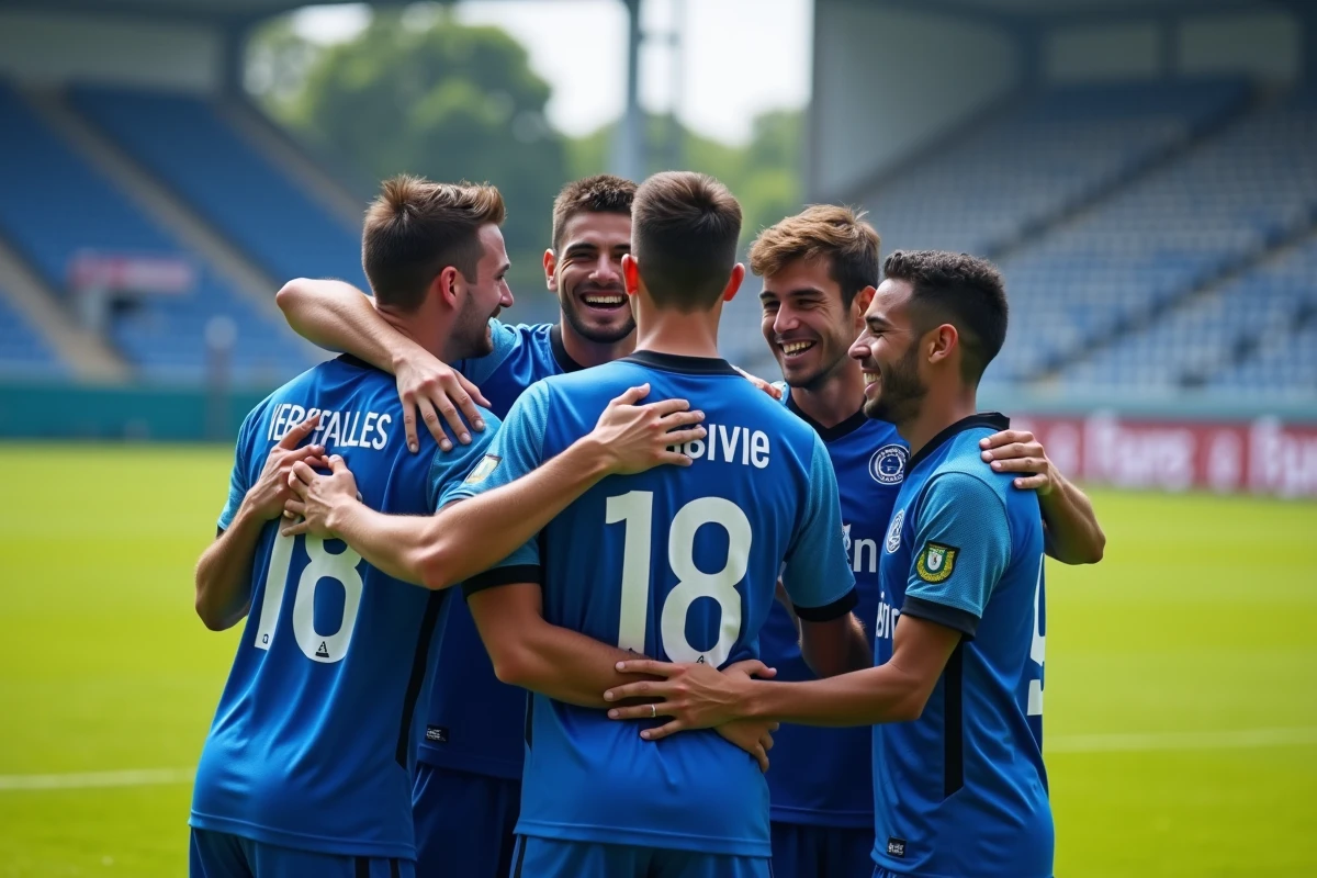 Jeune equipe de football Versailles78 célébrant leur victoire