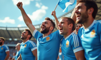 Fans de rugby Argentine Pumas dans le stade en journée