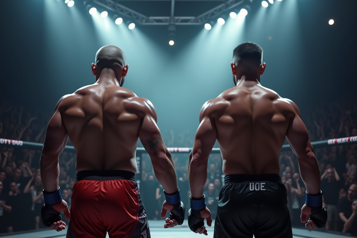 Deux poids lourds MMA marchant vers l