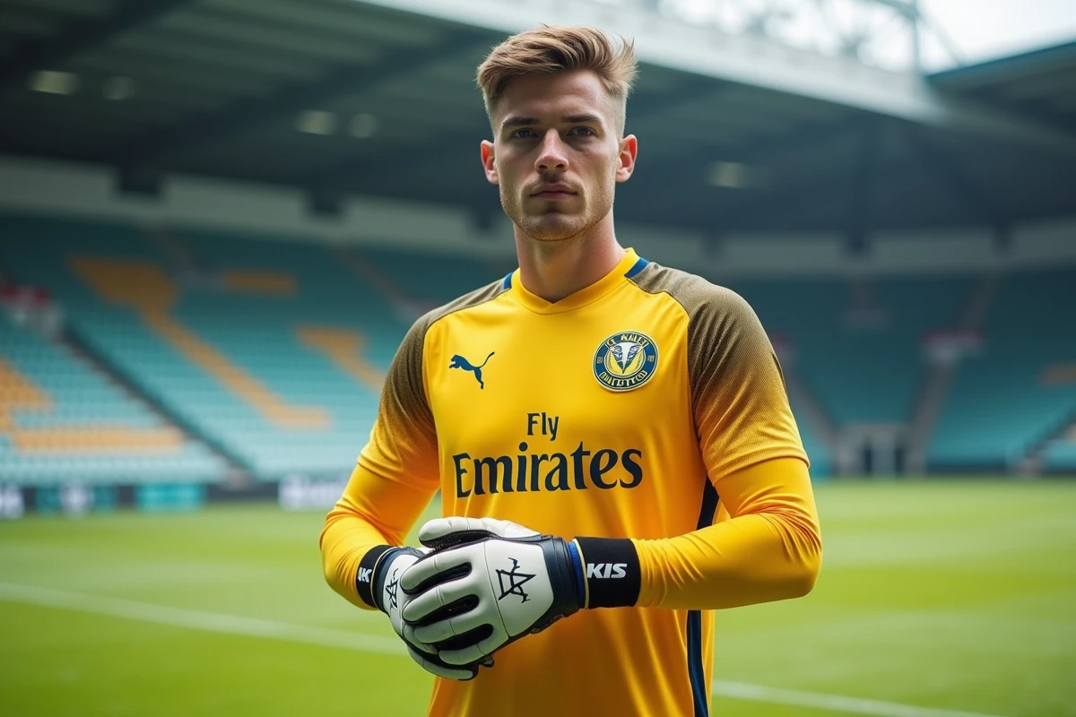 Jeune gardien de Nantes en entraînement prêt à parer un tir