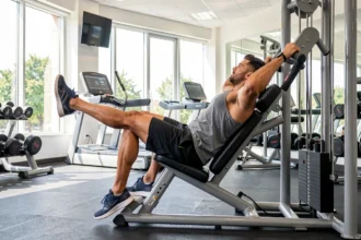 Homme qui s'entraîne sur une machine de musculation dans une salle de sport