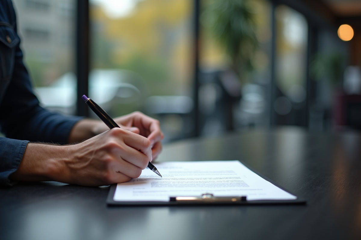 Personne signant un contrat dans une salle de sport lumineuse