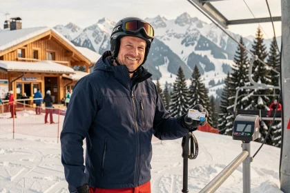 Skieur tenant un forfait de ski à la station de Villard-de-Lans dans le Vercors